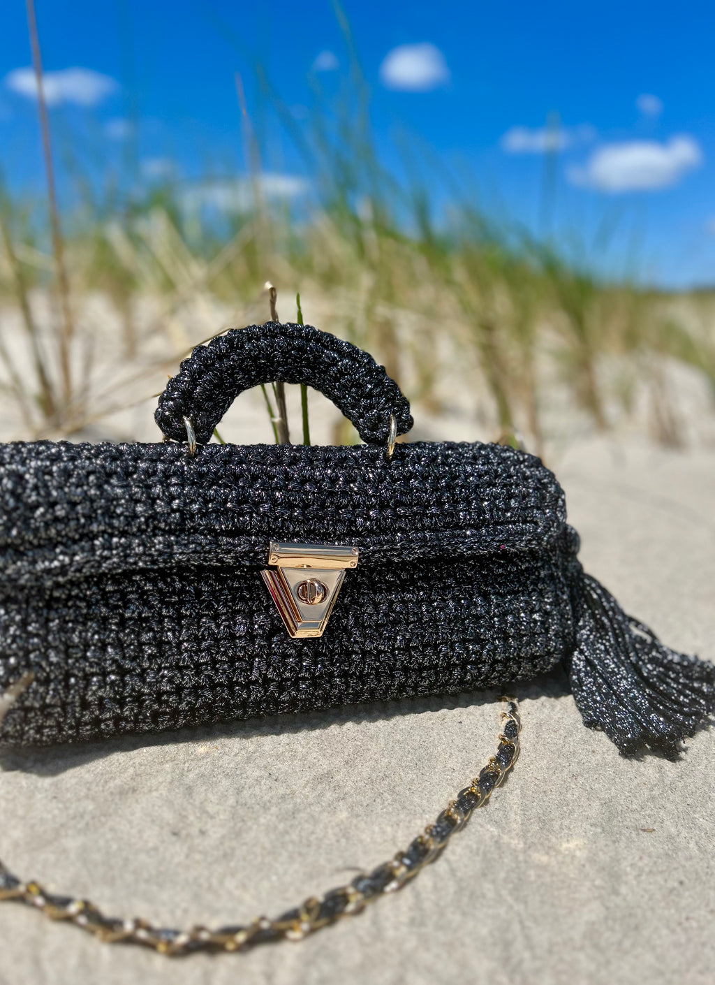 EAST WEST COTTON METALLIC BLACK