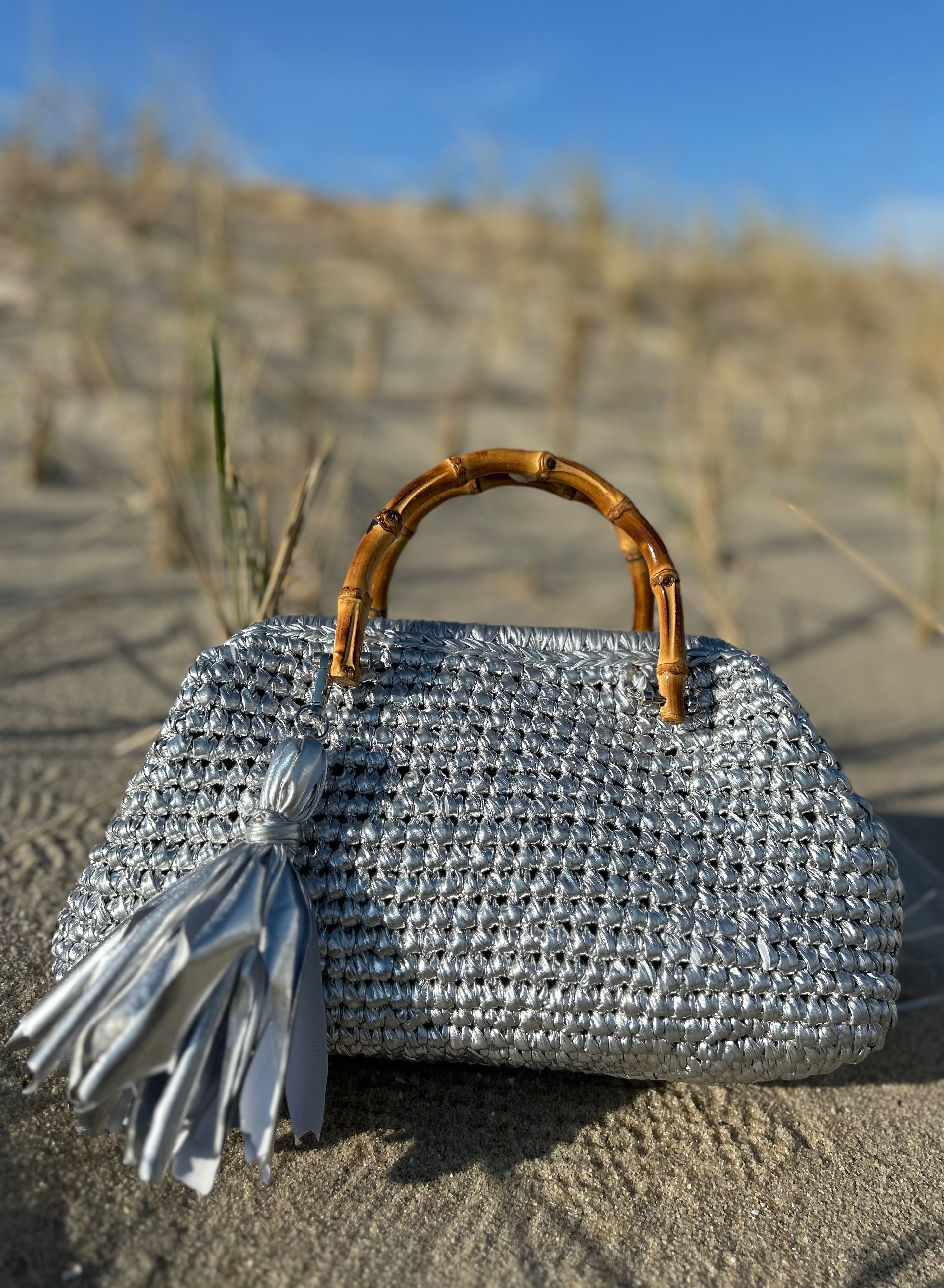 BAMBOO CLUTCH SILVER