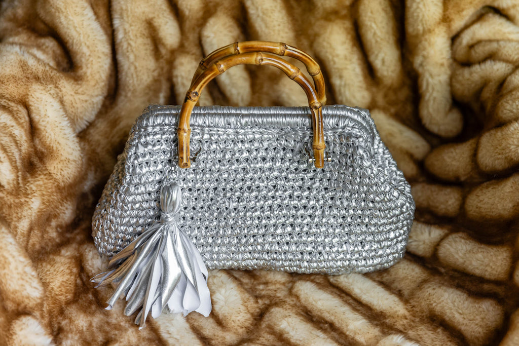BAMBOO CLUTCH SILVER