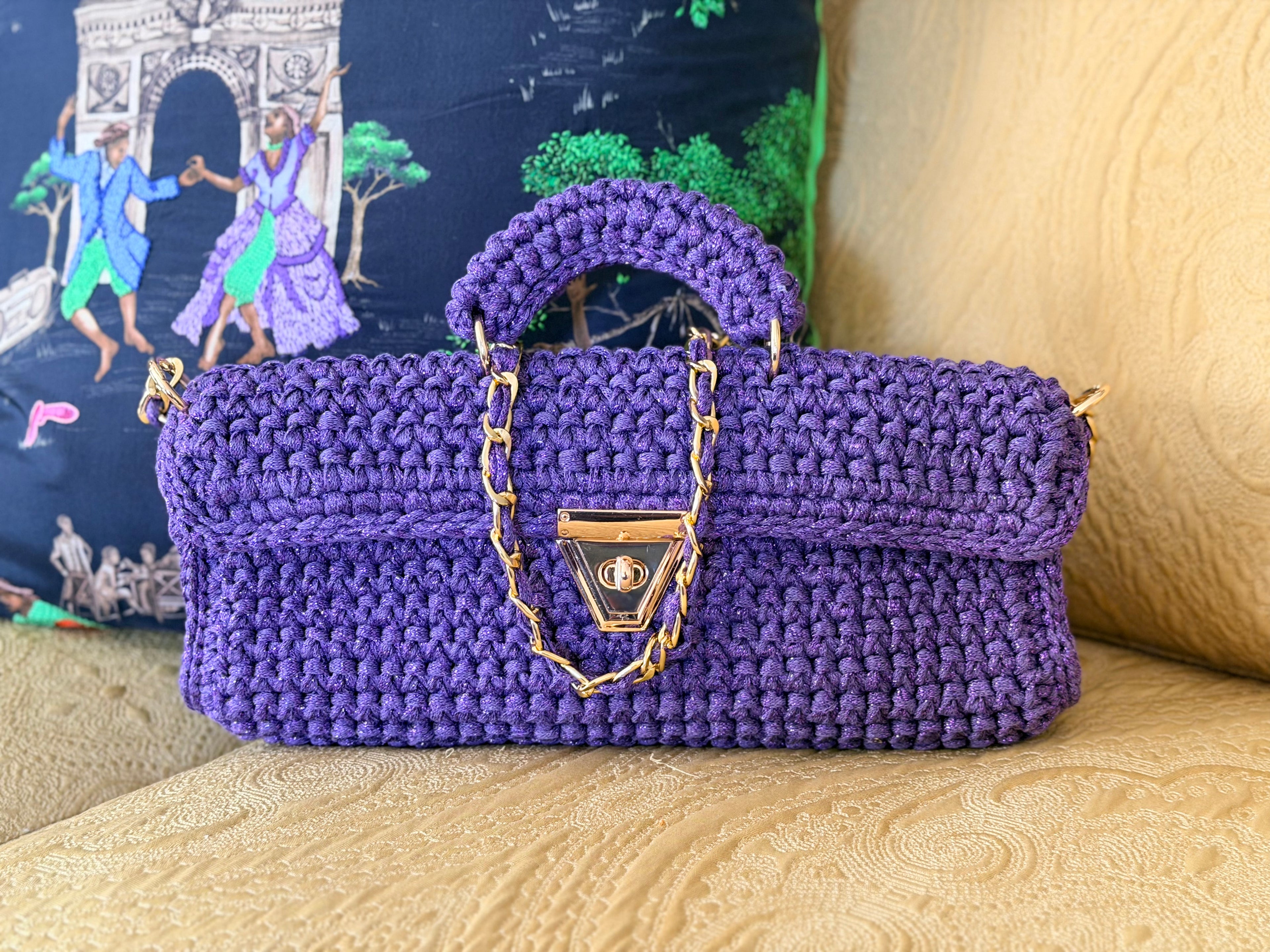 EAST WEST COTTON METALLIC ROYAL VIOLET