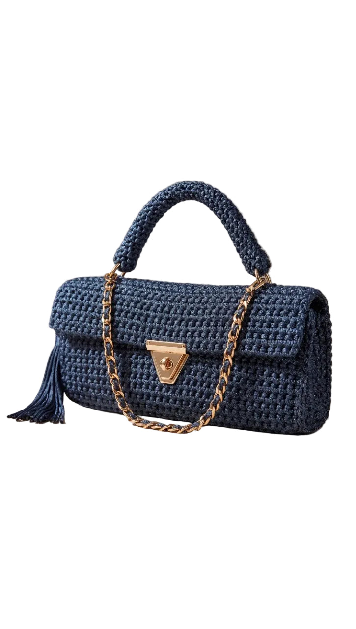EAST WEST MACRAME DENIM BLUE
