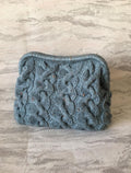 CABLE KNIT CLUTCH TWEED GRAY BLUE